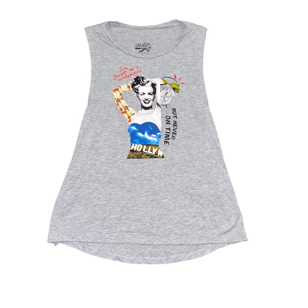 Marilyn Monroe grey, sleeveless, American, USA 4th of July, soft cotton tank S/M
